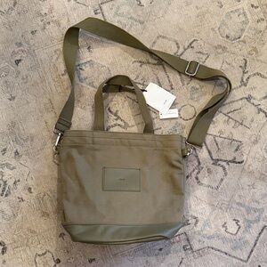 Vegan leather/ Canvas Olive Crossbody Bag